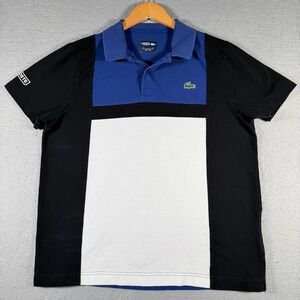 Lacoste Sport Mens Colorblock Polo Shirt Blue Black White YH7993 Large